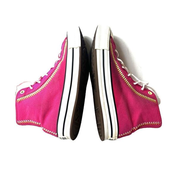 Converse All Star Hi-Top Pink Stitched Canvas Sneaker Womens 8.5 Lace Up Youth 7 - Picture 5 of 11